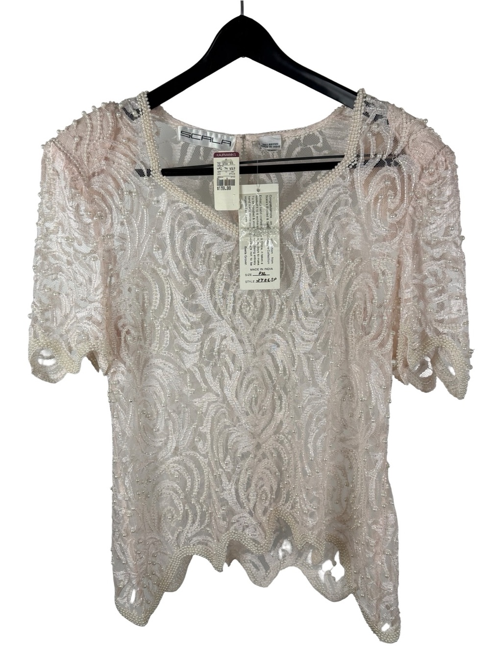 Vintage 1980s Women’s Deadstock Scala Pearl Preppy Cream Top Size PXL